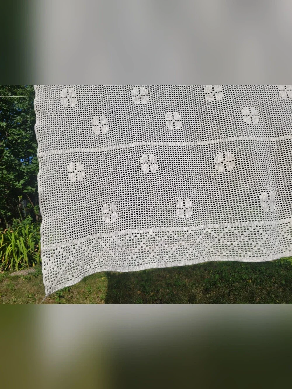 Vintage Crochet Table Cloth Runner Lot Doily Shabby Chic Ivory White Floral Set